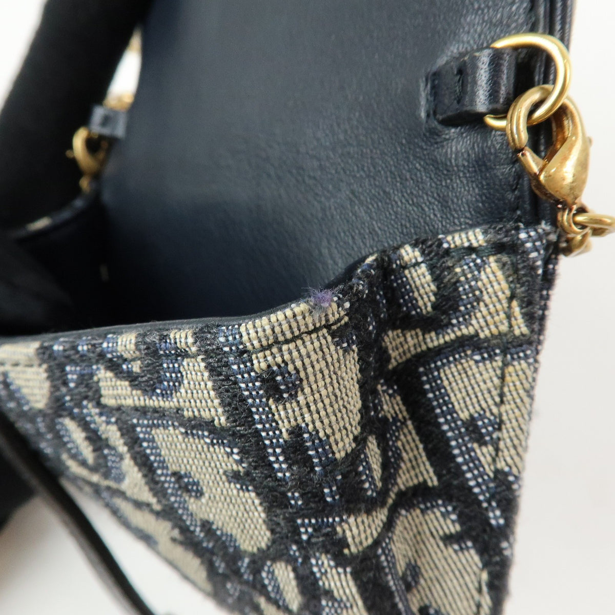 Christian Dior Saddle Pouch Leather, Beige, Canvas, Clutch