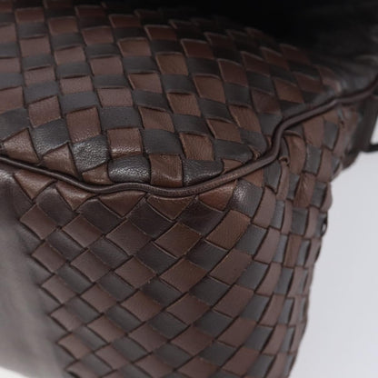 Bottega Veneta Intrecciato Shoulder Leather, Brown, Leather, Shoulder Bag
