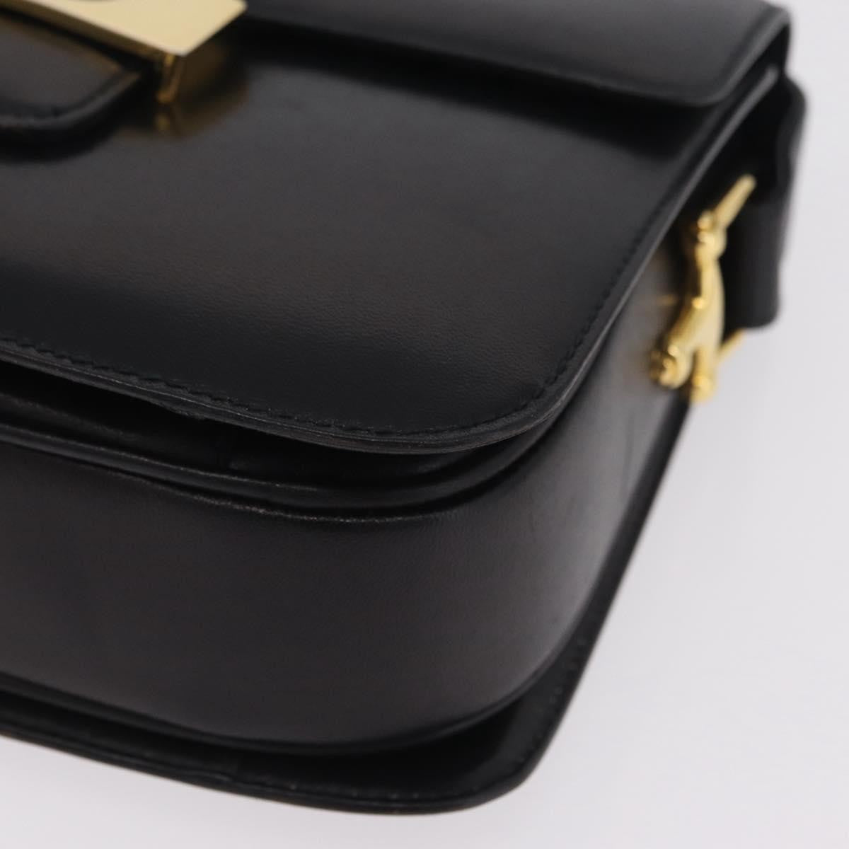 Celine Vintage Carriage Flap Leather, Black, Leather, Handbag