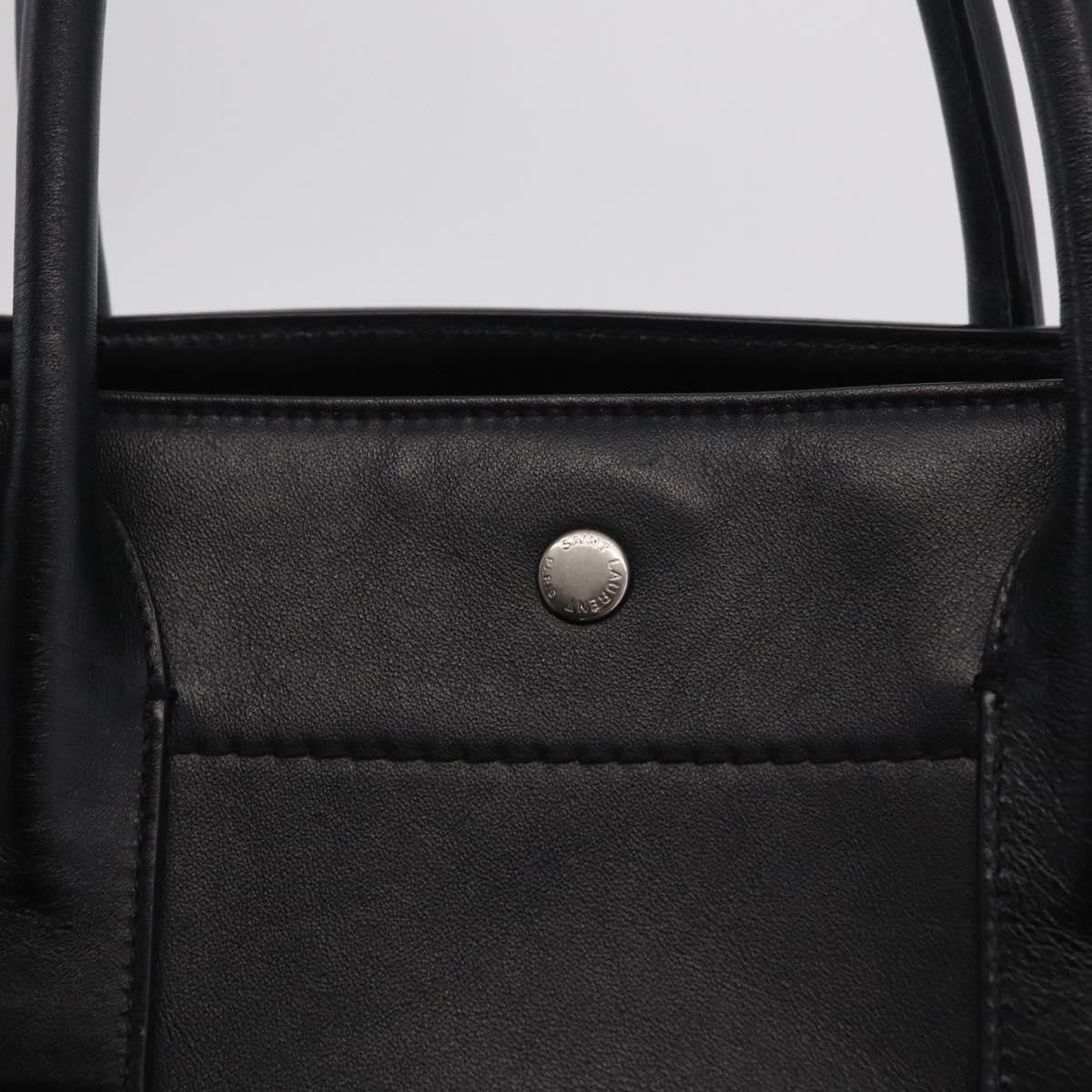 Saint Laurent Rive Gauche Shopper Embossed Leather, Black, Leather, Tote Bag