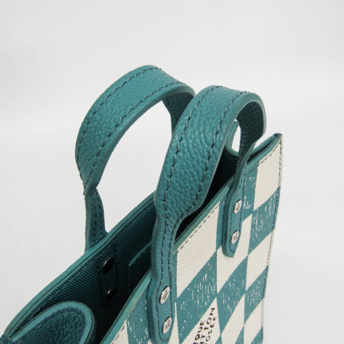 Louis Vuitton Sac Plat Limited Edition Marque Deposee Damier Giant, Turquoise, Canvas, Handbag