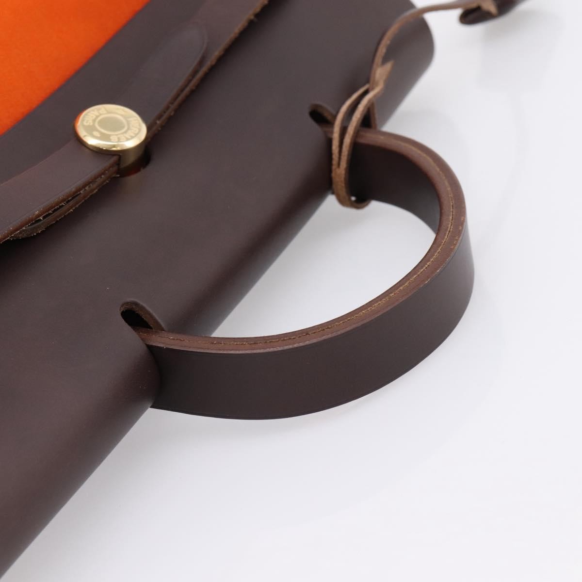 Hermes Herbag A Dos Toile, Orange, Canvas, Backpack