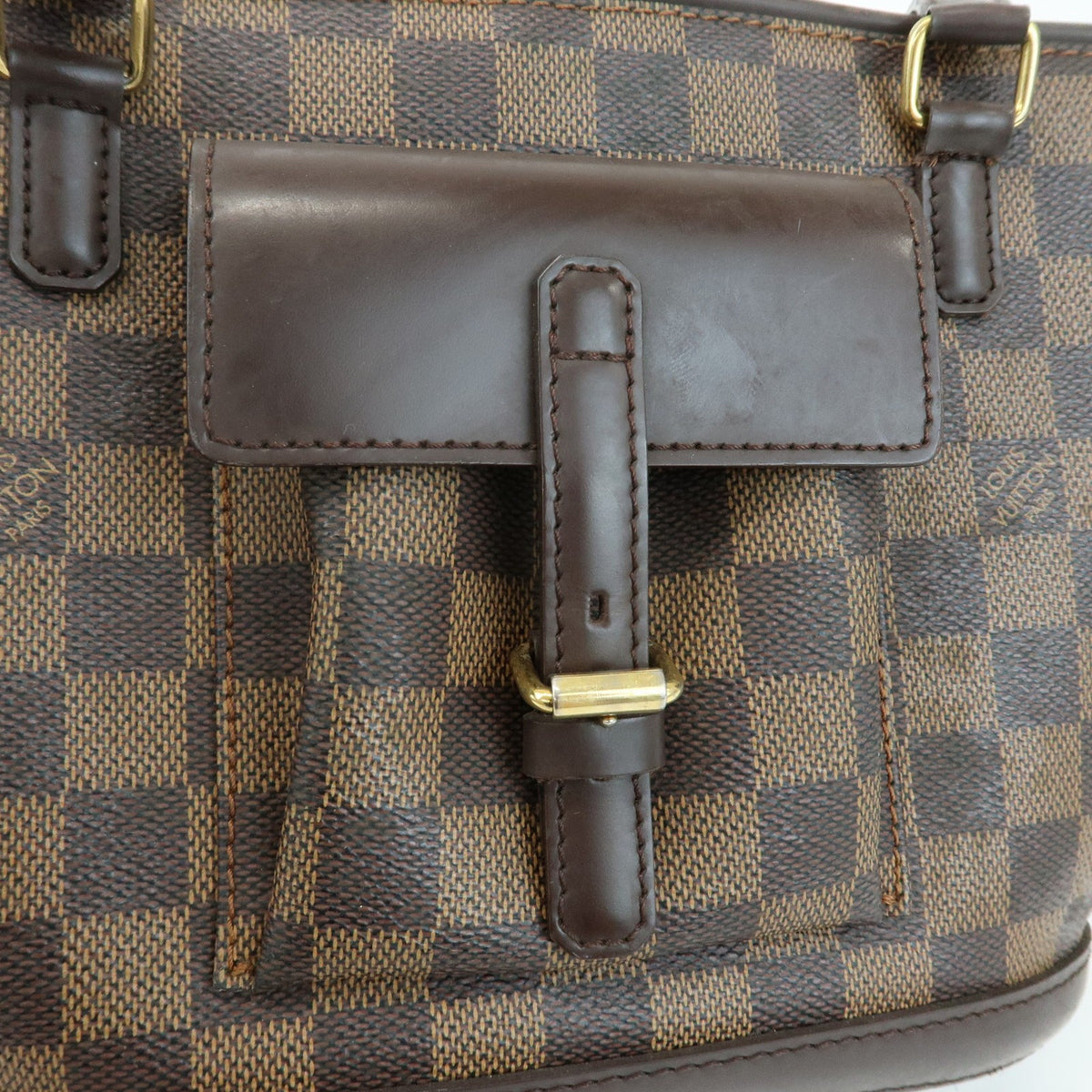 Louis Vuitton Manosque Damier, Brown, Canvas, Handbag