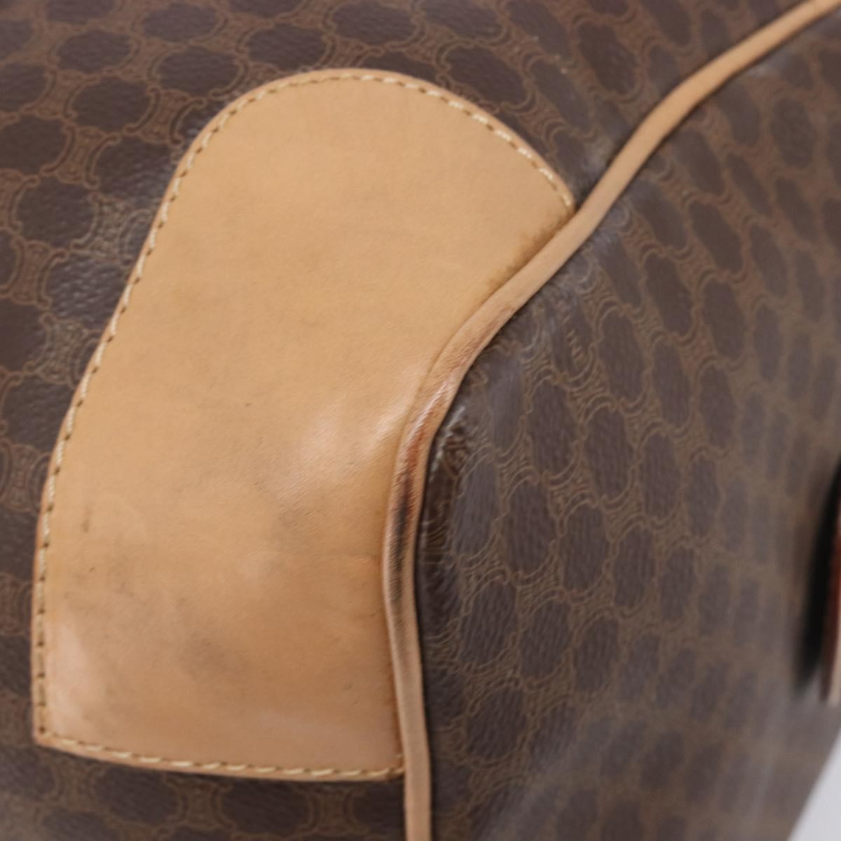 Celine Vintage Duffle Macadam Coated Canvas, Brown, PVC, Handbag