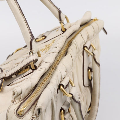 Prada Gaufre Convertible Satchel Nappa Leather, Beige, Leather, Handbag
