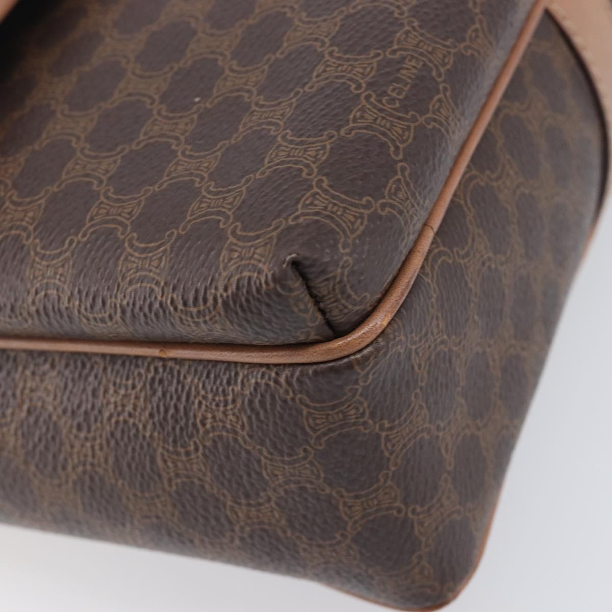 Celine Macadam Shoulder Canvas, Brown, Canvas, Crossbody Bag