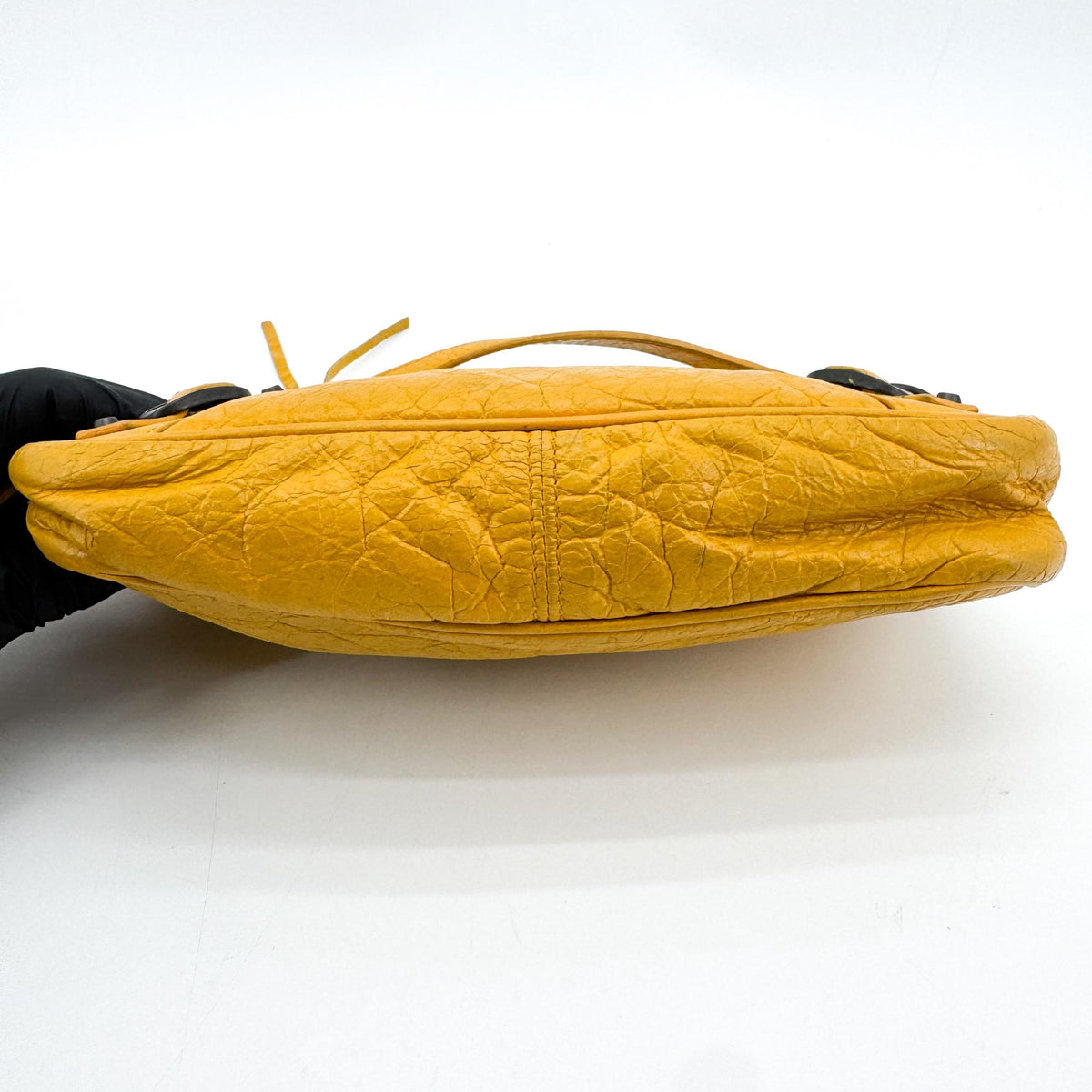 Balenciaga Hip Classic Studs Leather, Yellow, Leather, Crossbody Bag