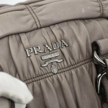 Prada Gaufre Convertible Satchel Nappa Leather, Gray, Leather, Handbag