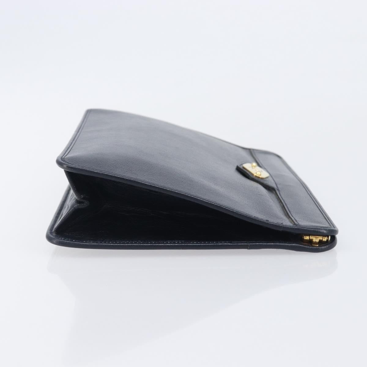 Christian Dior Homme Logo Clutch Leather, Navy, Leather, Clutch