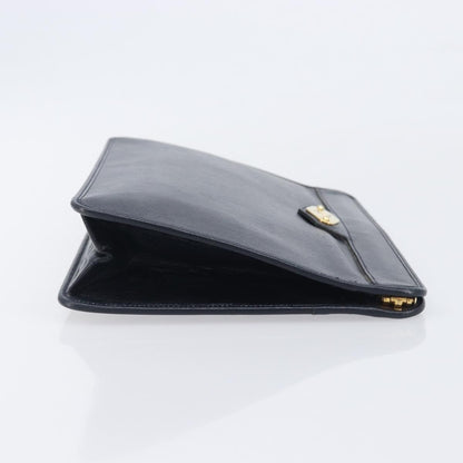 Christian Dior Homme Logo Clutch Leather, Navy, Leather, Clutch
