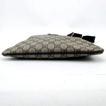 Gucci Zip Top Messenger GG Canvas with Leather, Black, Canvas, Shoulder Bag