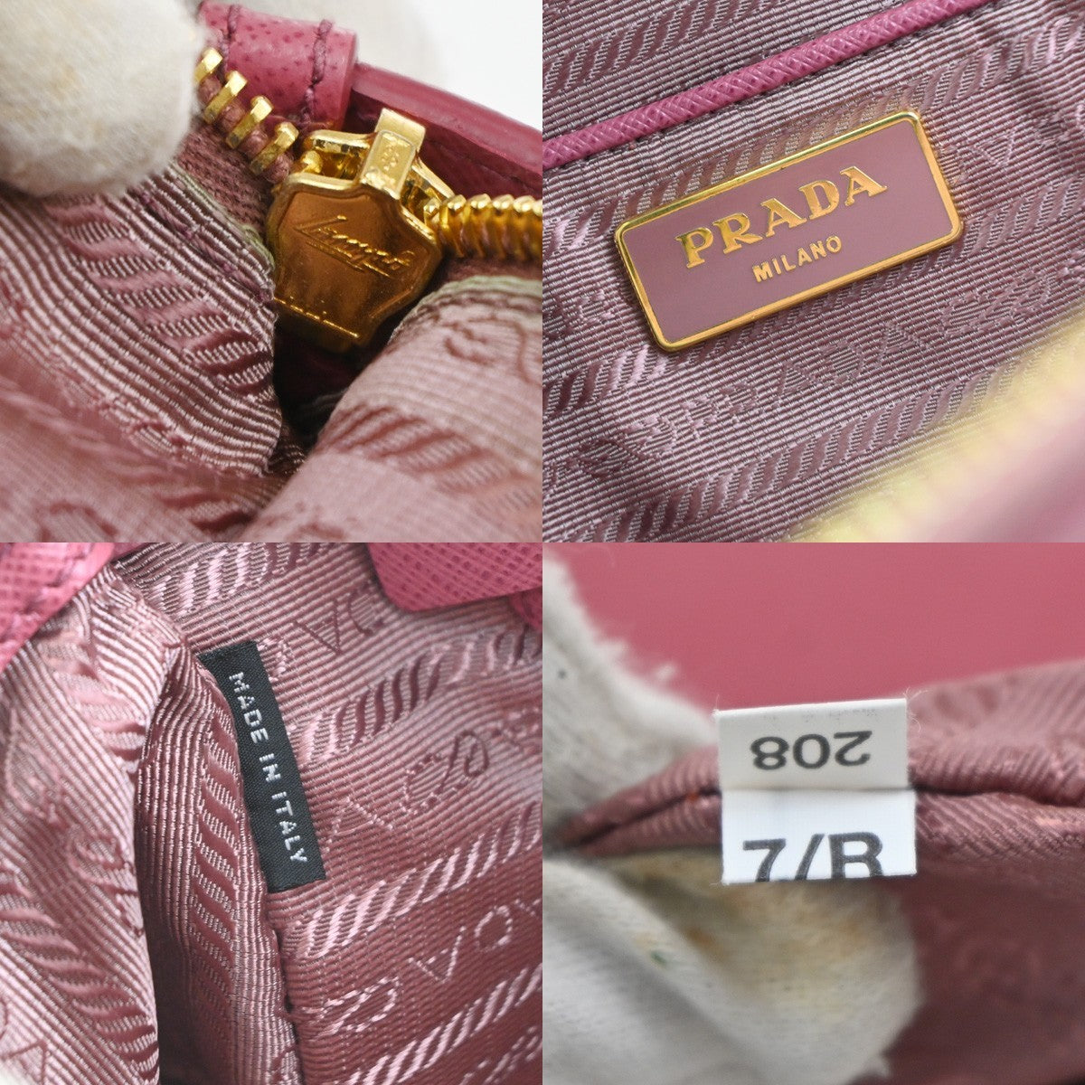 Prada Double Zip Lux Convertible Saffiano Leather, Pink, Leather, Tote Bag