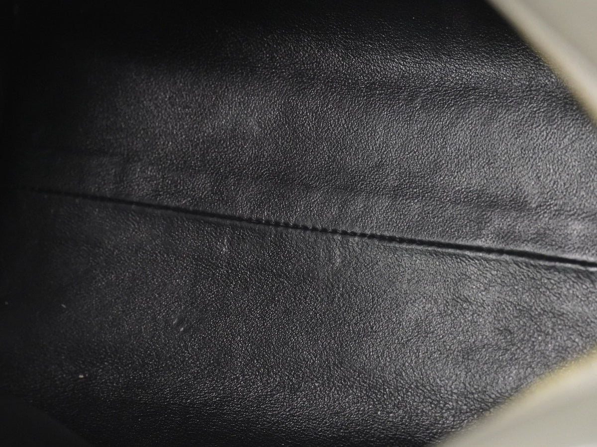 Saint Laurent Monogram Cabas Leather, Gray, Leather, Tote Bag