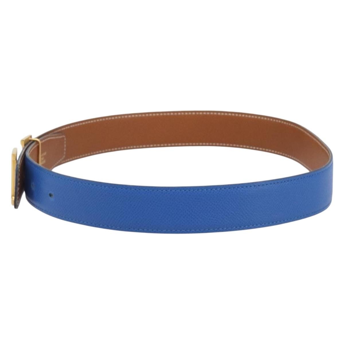 Hermes Constance Reversible Belt Leather, Blue, Leather, Belt