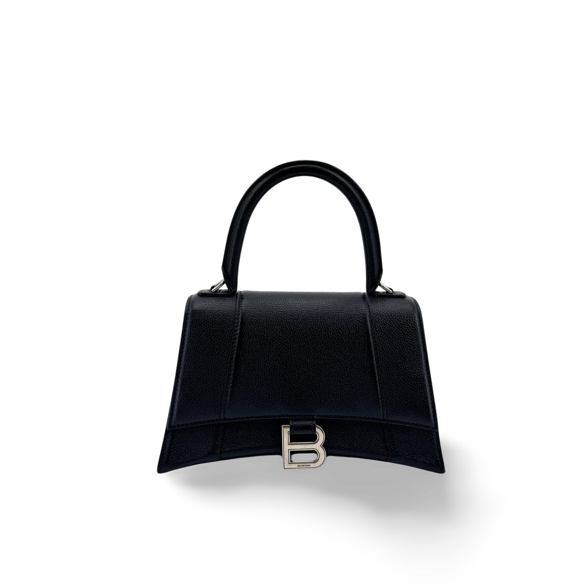 Balenciaga Hourglass Top Handle Leather, Black, Leather, Handbag