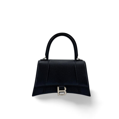 Balenciaga Hourglass Top Handle Leather, Black, Leather, Handbag