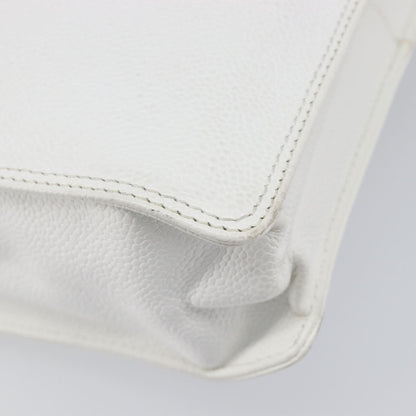 Chanel Vintage Wooden Quilted Caviar, White, Leather, Tote Bag