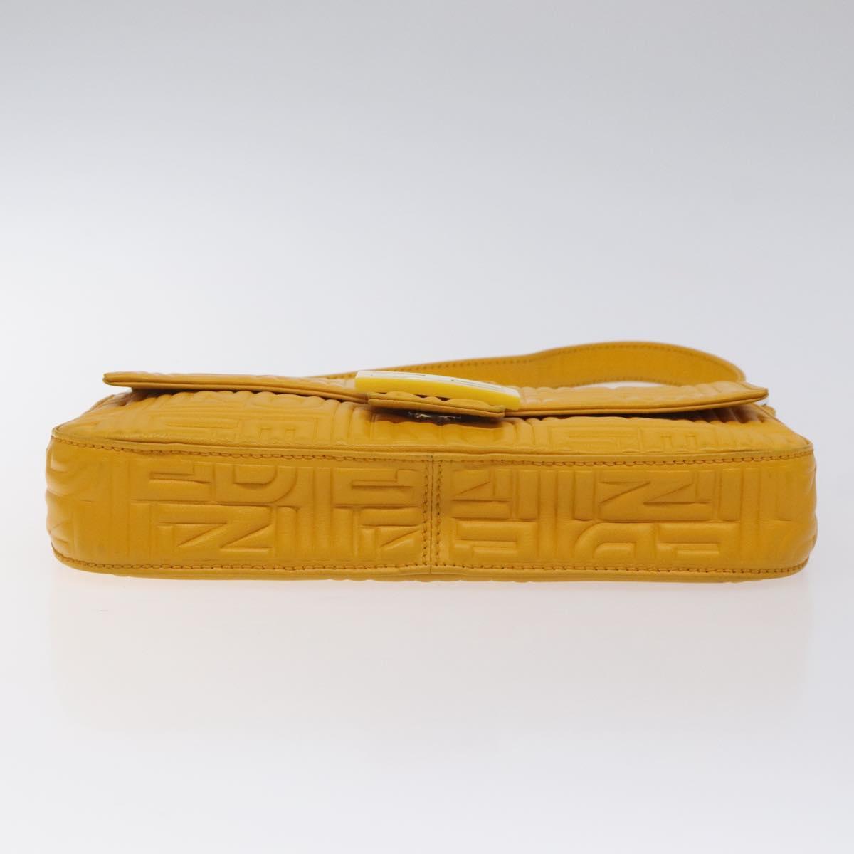 Fendi Baguette NM Bag Zucca Embossed Leather, YELLOW, LEATHER, Shoulder bag
