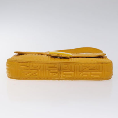 Fendi Baguette NM Bag Zucca Embossed Leather, YELLOW, LEATHER, Shoulder bag