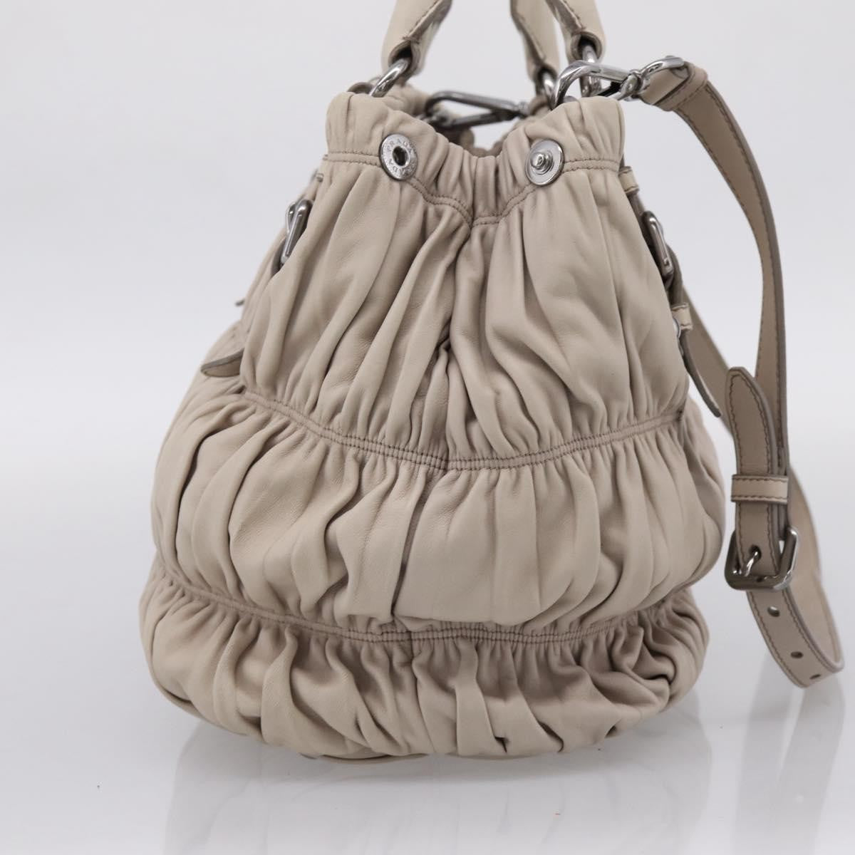 Prada Gaufre Convertible Nappa Leather, Beige, Leather, Tote Bag