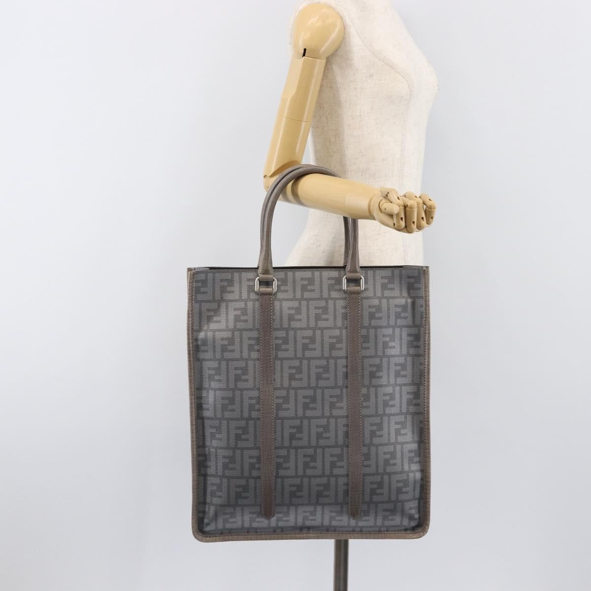 Fendi Open Shopping Zucca Canvas, Gray, Canvas, Tote Bag