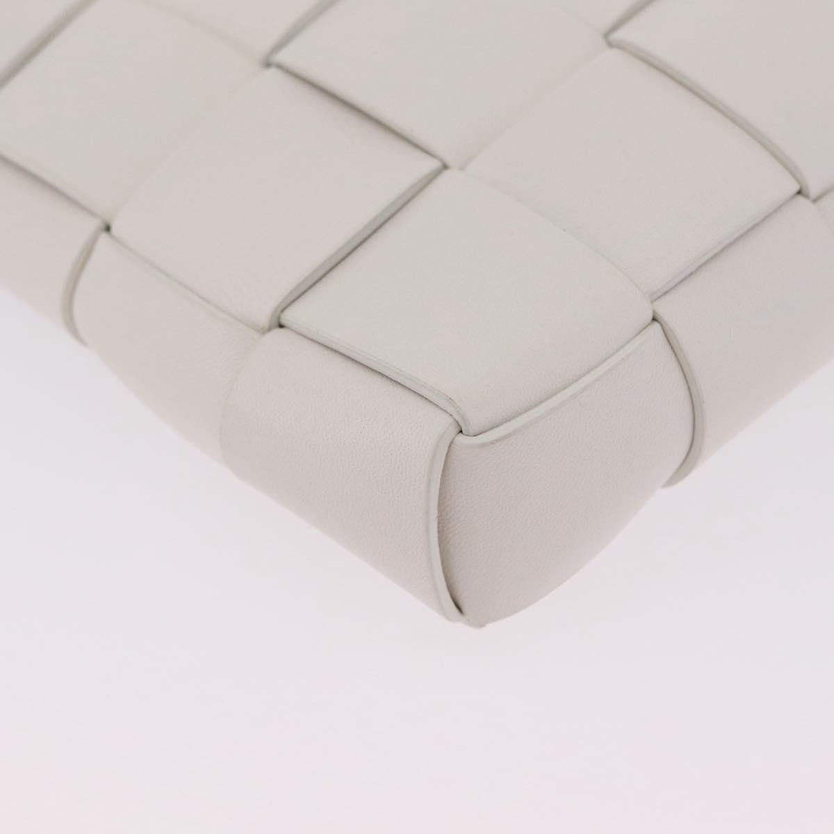 Bottega Veneta The Snap Clutch Maxi Intrecciato Leather with Wood and Metal, White, Leather, Clutch