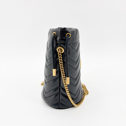Gucci GG Marmont Bucket Matelasse Leather, Black, Leather, Handbag