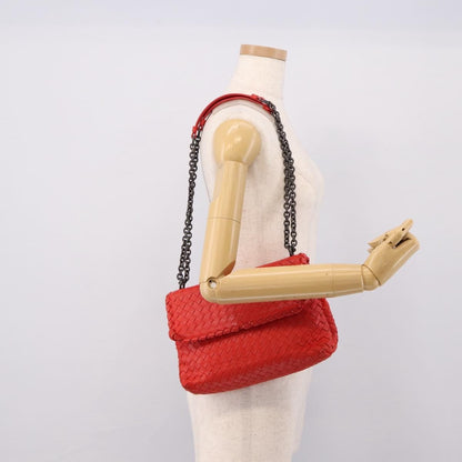 Bottega Veneta Olimpia Intrecciato Nappa, Red, Leather, Shoulder Bag