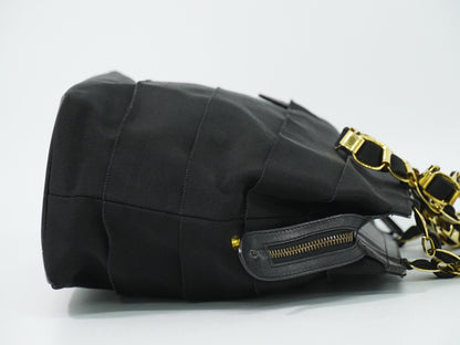 Salvatore Ferragamo Vala Chain Canvas, Black, Canvas, Shoulder Bag