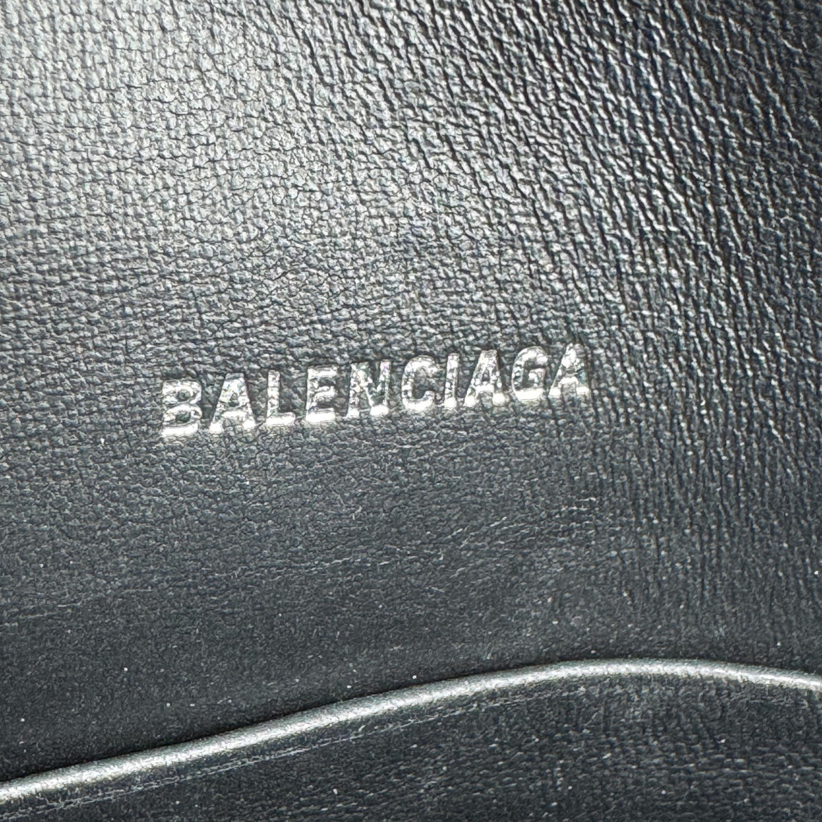 Balenciaga Hourglass Chain Leather, Black, Leather, Shoulder Bag