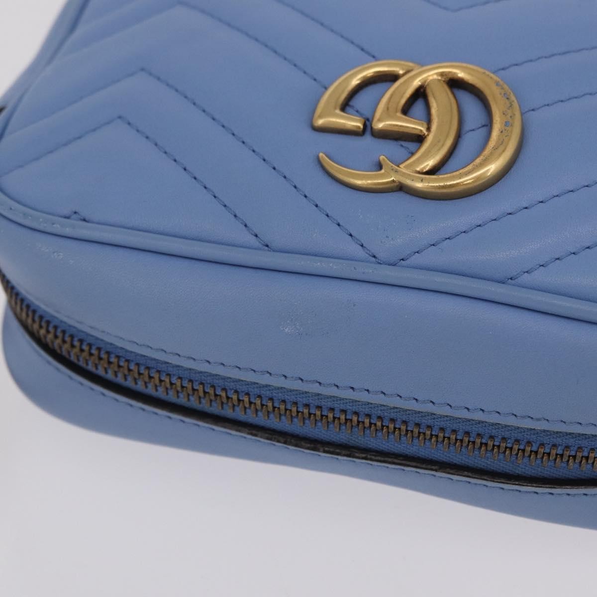 Gucci GG Marmont Matelasse Patent, Blue, Leather, Shoulder Bag