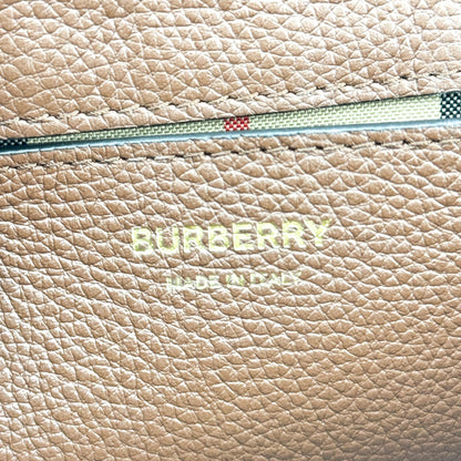 Burberry Note Leather with Vintage Check Canvas, Brown, Leather, Crossbody Bag