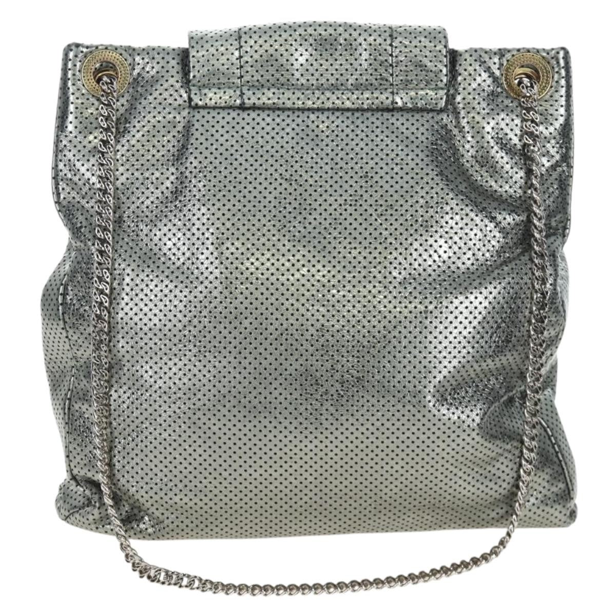 Chanel Drill Perforated Leather, Silver, Leather, Tote Bag
