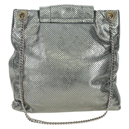 Chanel Drill Perforated Leather, Silver, Leather, Tote Bag
