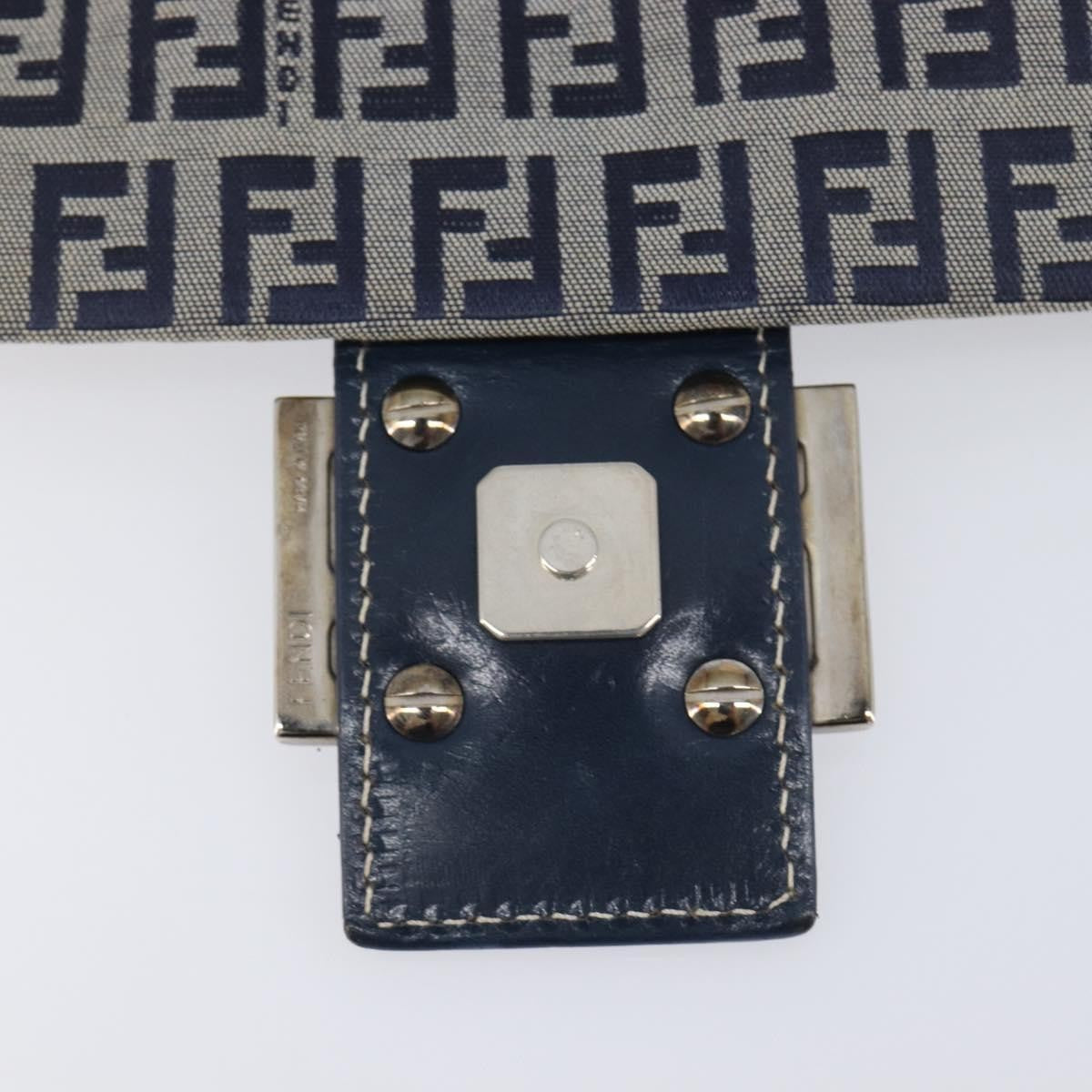 Fendi Zucchino Mamma Baguette Canvas, Navy, Canvas, Shoulder Bag