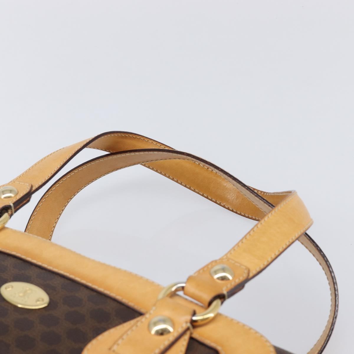 Celine Vintage Shoulder Bag Macadam Canvas & Leather, Brown, PVC, Shoulder Bag