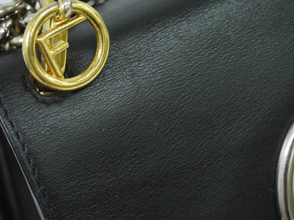 Fendi Kan I F Leather, Black, Leather, Shoulder Bag