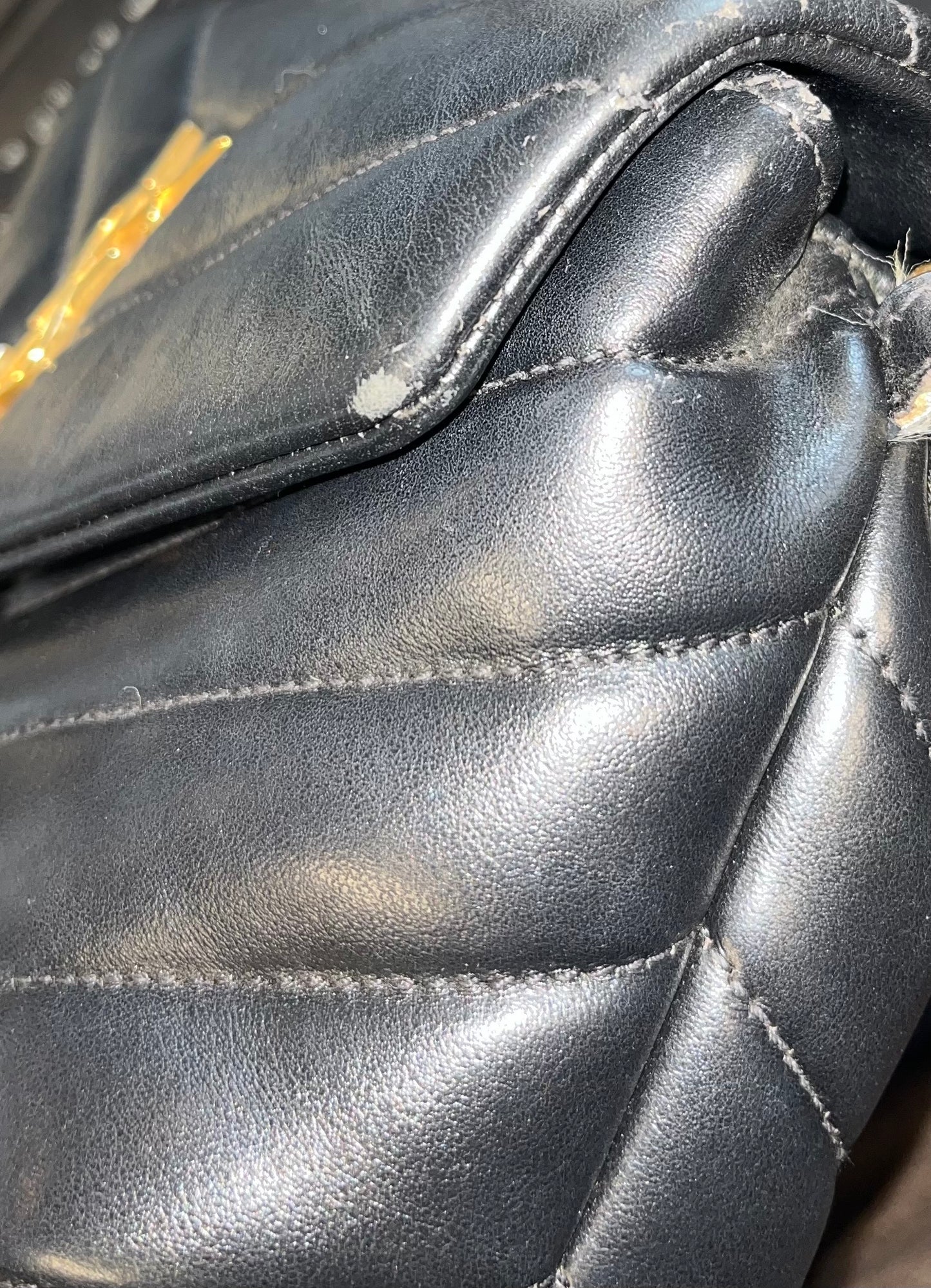 Saint Laurent Loulou NM Matelasse Chevron Leather, Black, Leather, Shoulder Bag
