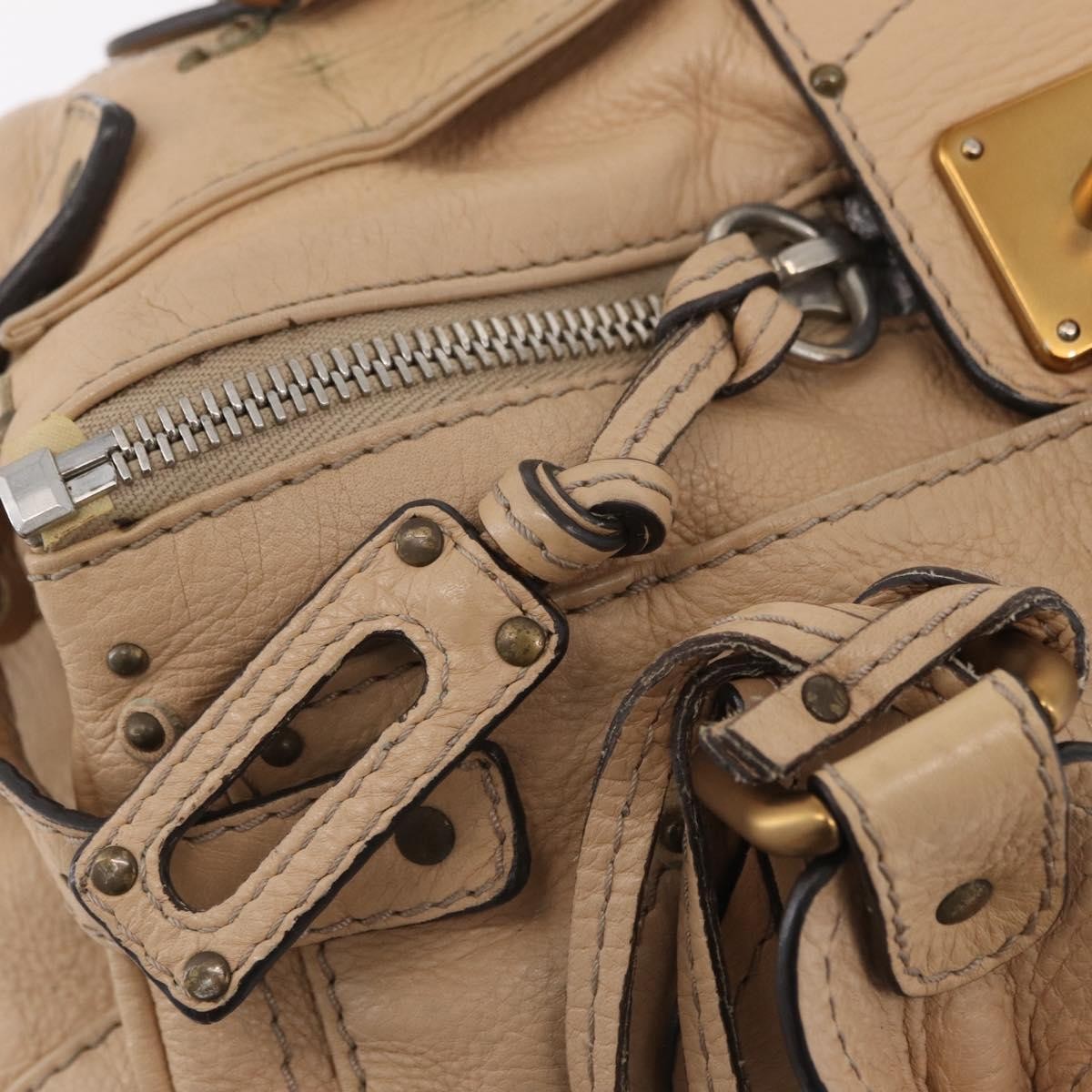 Chloe Paddington Lock Leather, Beige, Leather, Handbag
