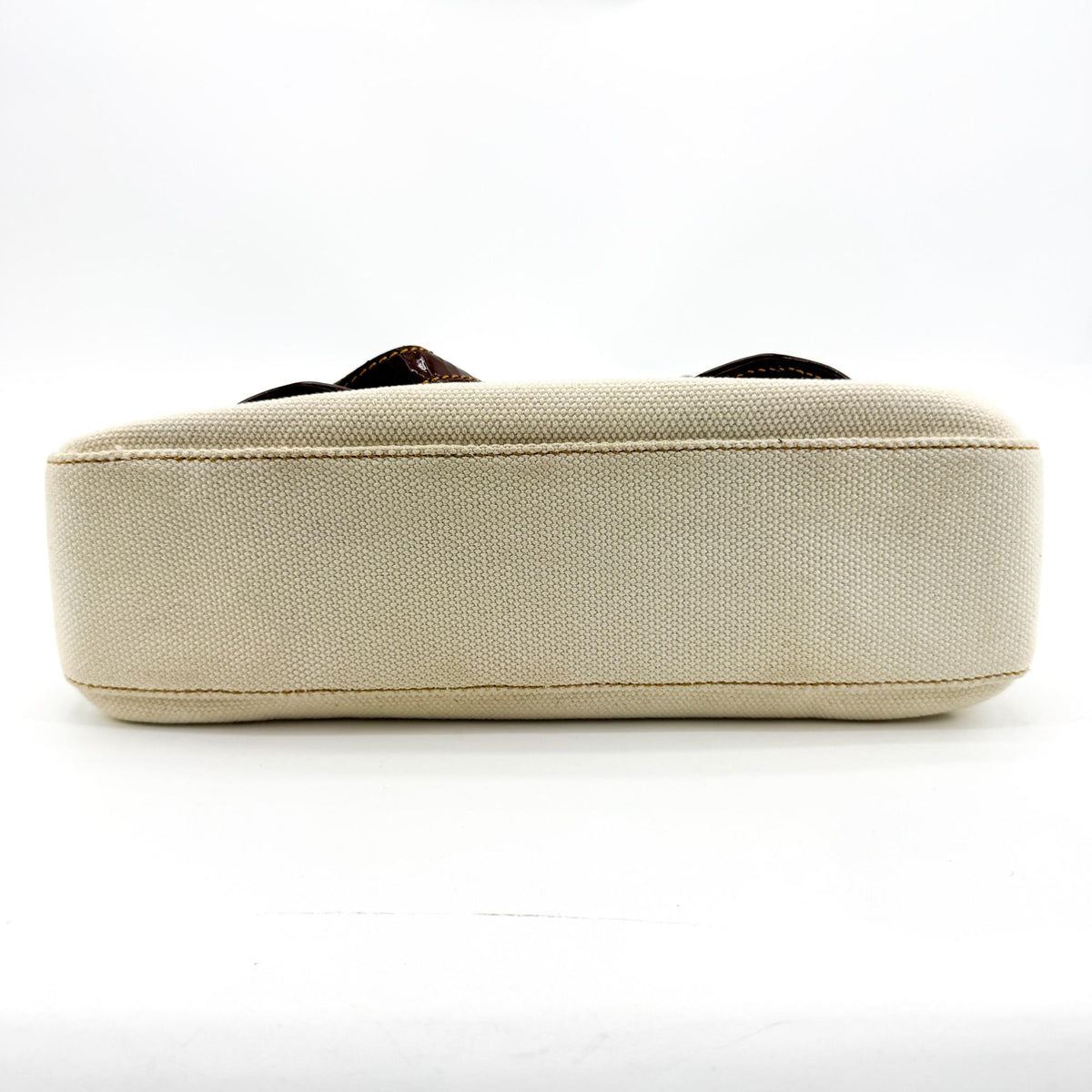 Fendi B. Bag Canvas with Patent, Brown, Canvas, Handbag