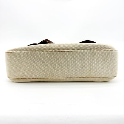 Fendi B. Bag Canvas with Patent, Brown, Canvas, Handbag