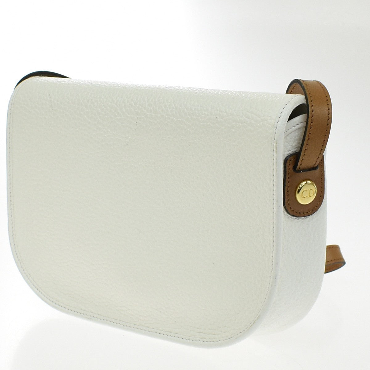 Christian Dior Vintage CD Flap Leather, White, Leather, Shoulder Bag