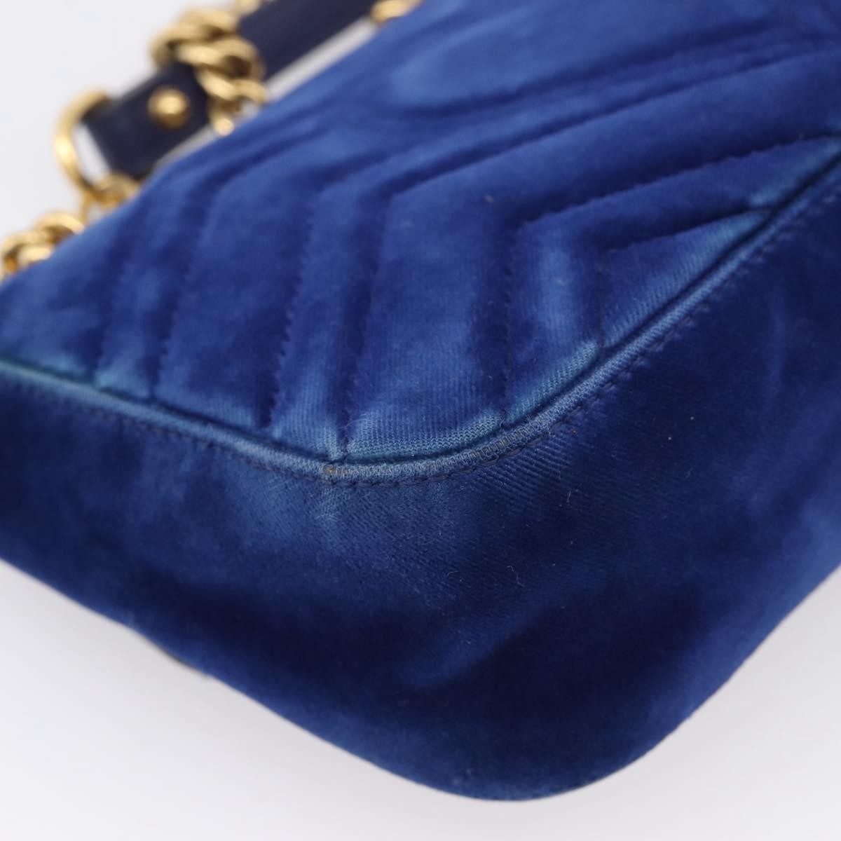 Gucci GG Marmont Matelassé Velvet, Blue, Velvet, Shoulder Bag
