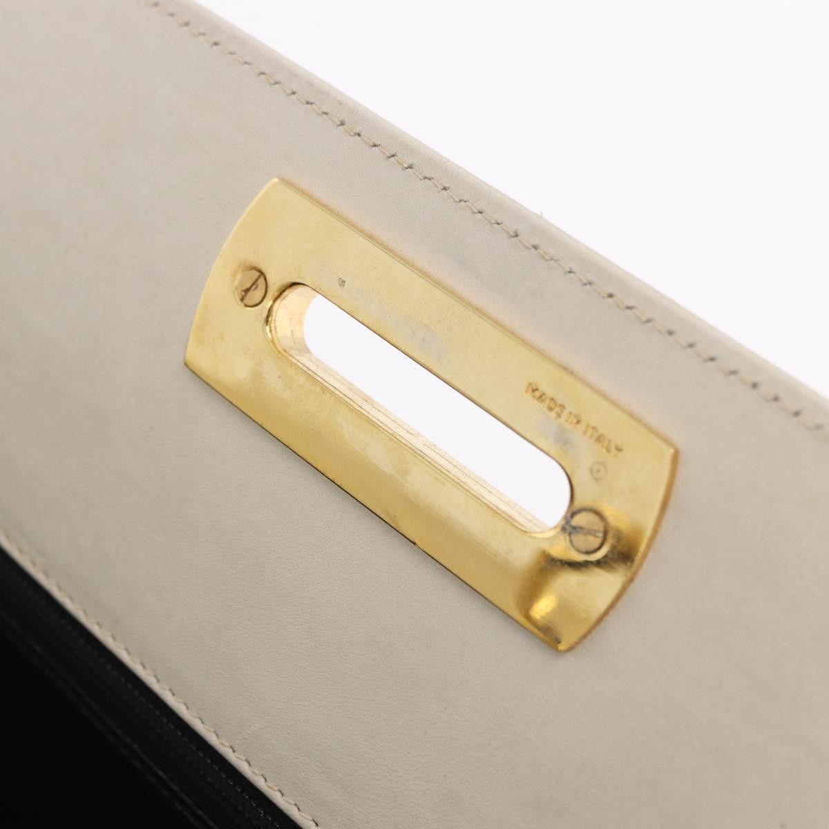 Salvatore Ferragamo Vintage Gancini Chain Leather, White, Leather, Shoulder Bag