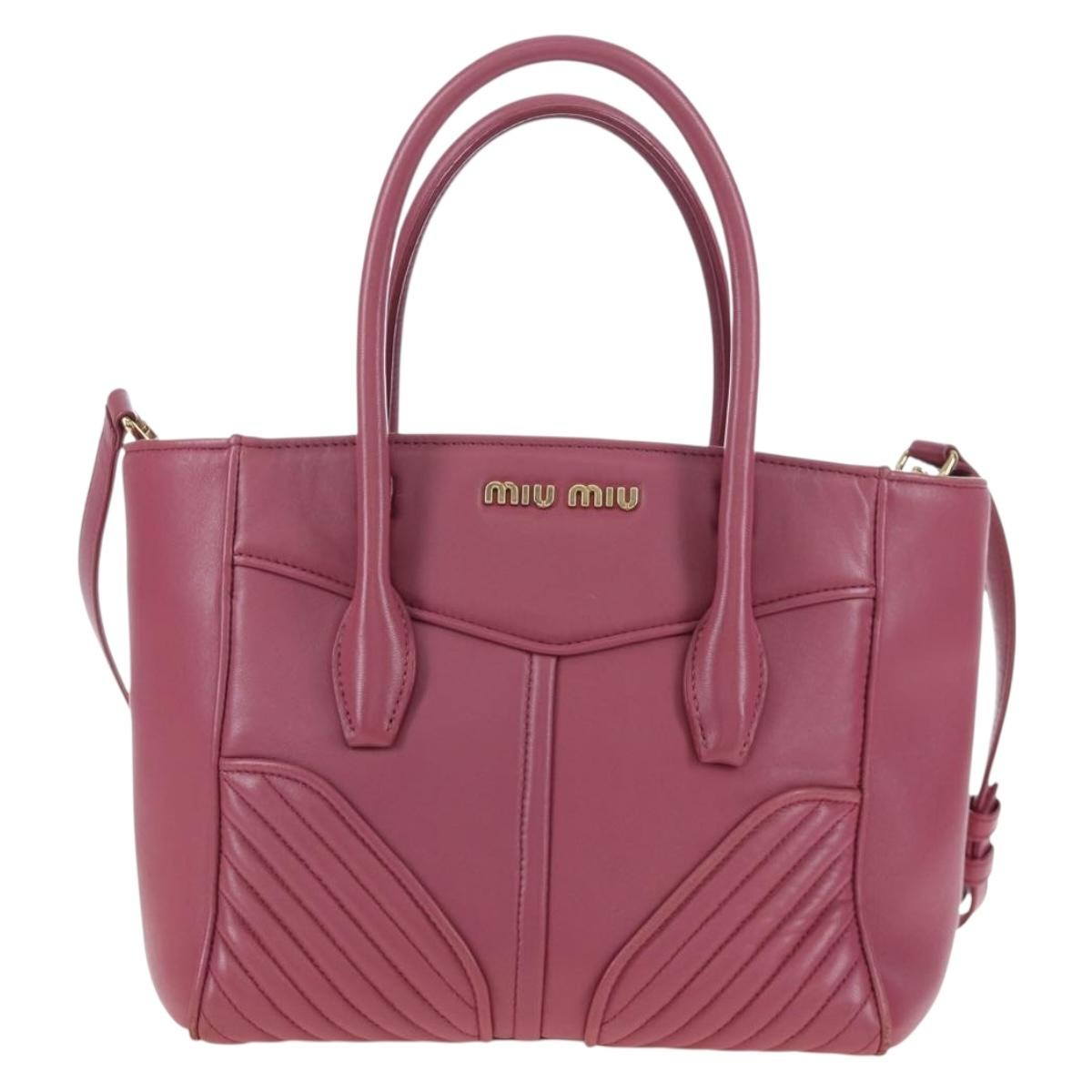 Miu Miu Beau Top Handle Leather, Pink, Leather, Handbag