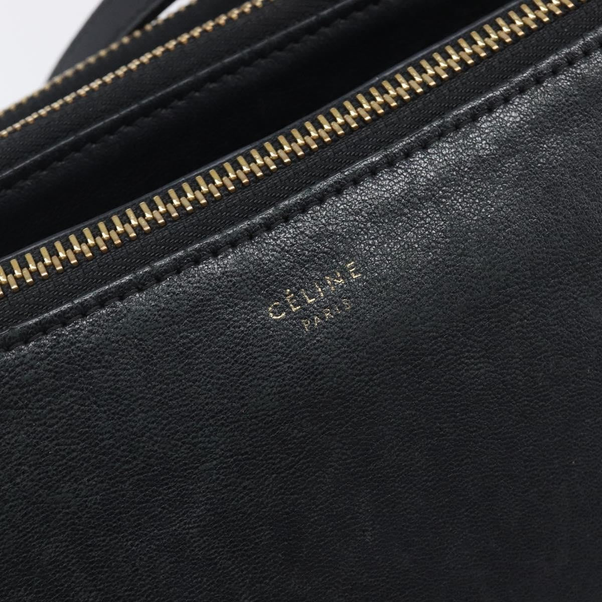 Celine Trio Leather, Black, Leather, Crossbody Bag