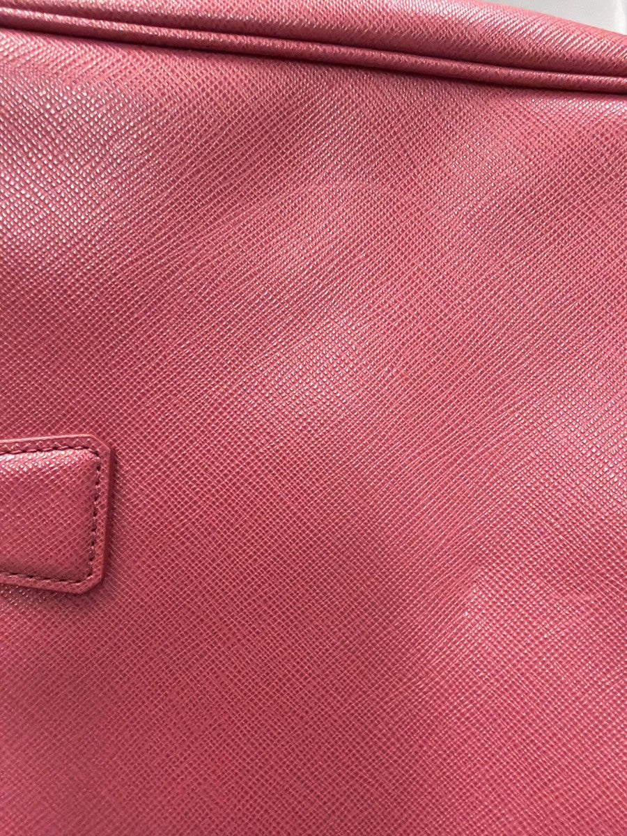 Prada Double Zip Lux Convertible Saffiano Leather, Pink, Leather, Tote Bag