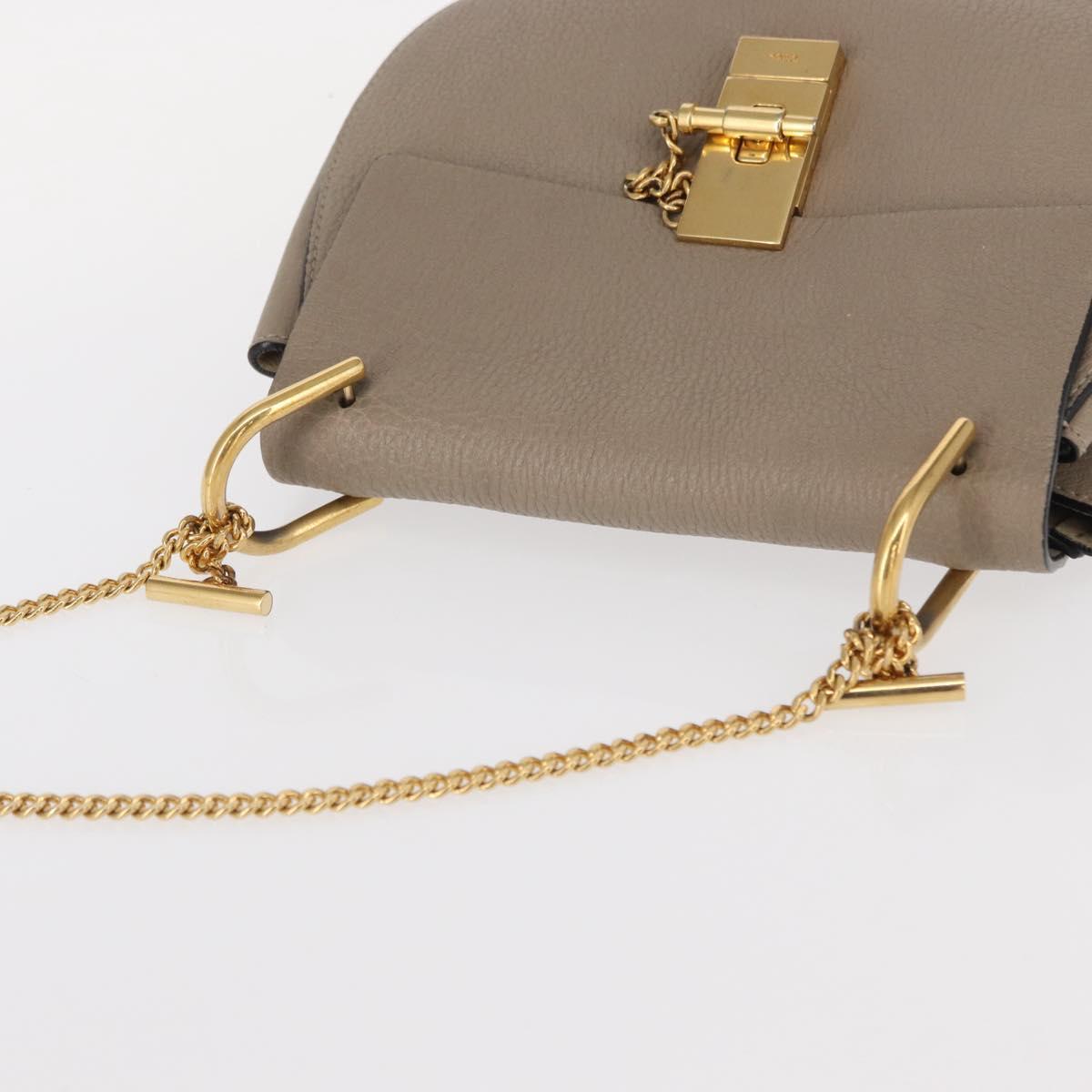 Chloe Drew Crossbody Bag Leather, BEIGE, LEATHER, Shoulder bag