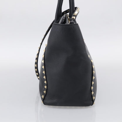 Valentino Garavani Rockstud Soft Leather, Black, Leather, Tote Bag