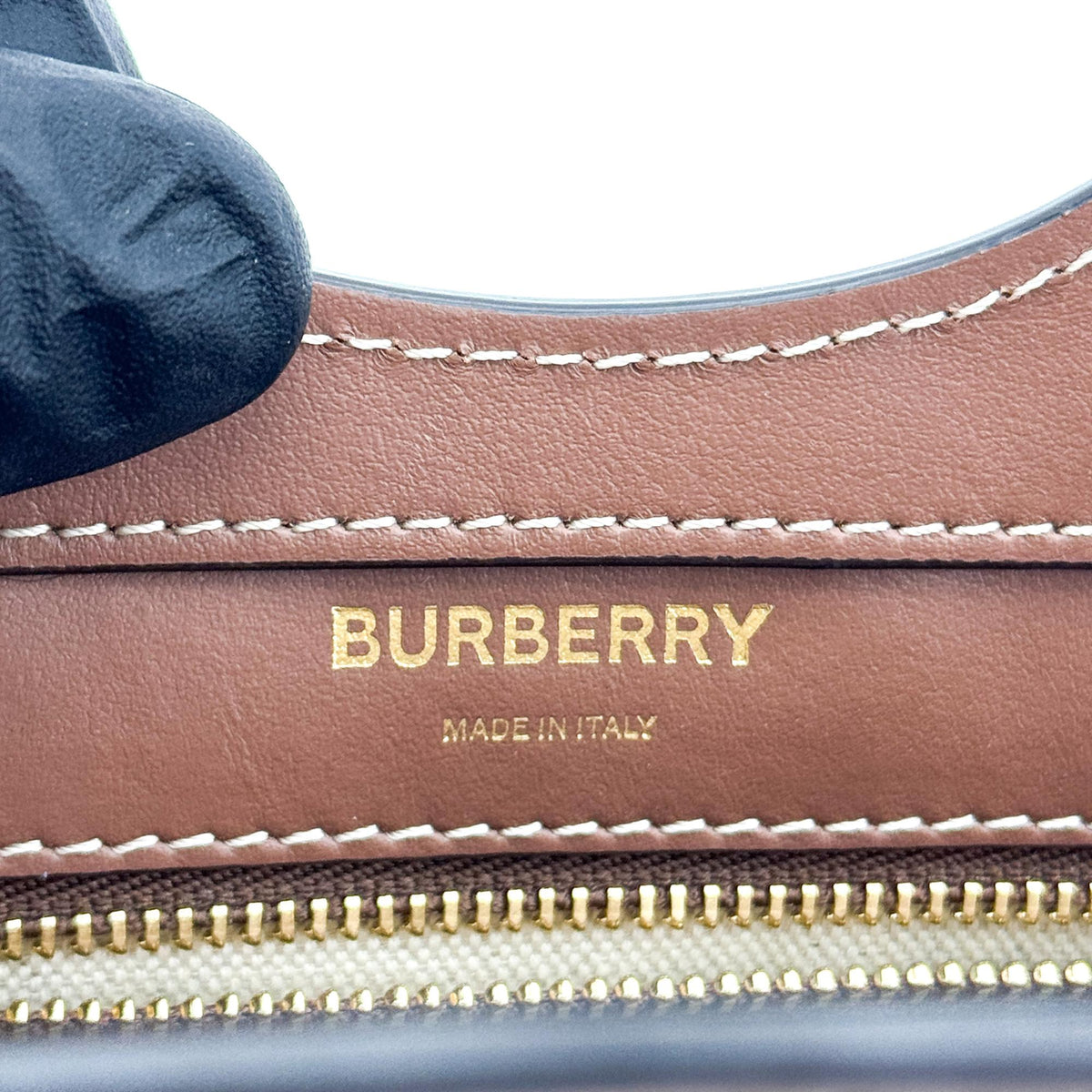 Burberry Logo Pocket Canvas with Leather, Brown, Canvas, Tote Bag